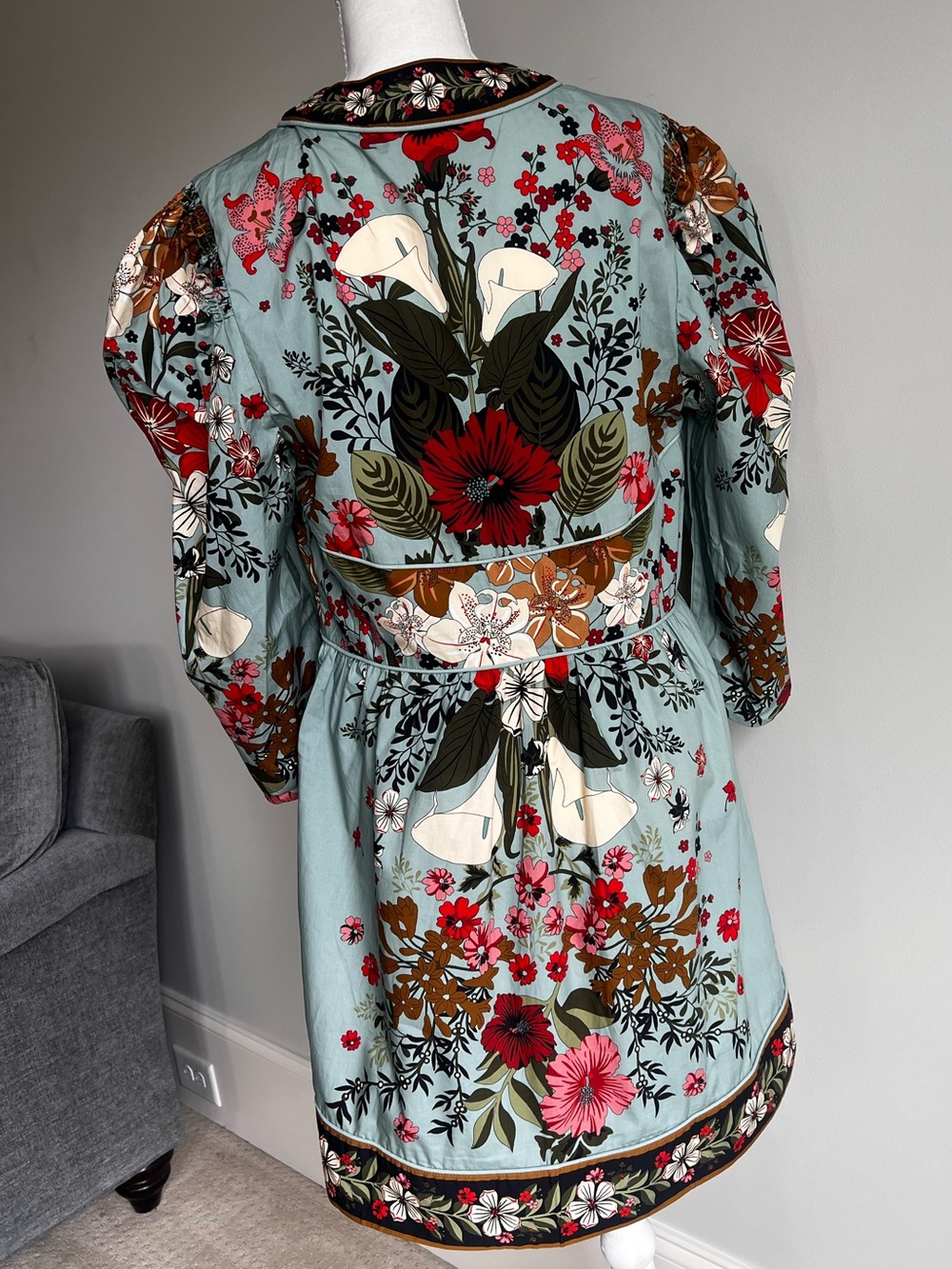 Farm Rio Blue Beauty Bouquet Mini Dress-NWT - Picture 4 of 8